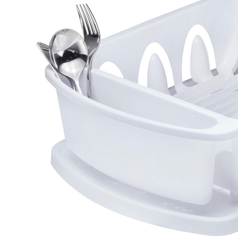 Tribello Sink Dish Drying Rack, Large Heavy Duty Hard Plastic Sink Set with Drainer (White) - Made in USA - Image 3